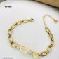 18K Gold Plated Anti-Tarnish Geometric Link Bracelet with Sparkling CZ Accents – Elegant Everyday Chain for Women RGB483