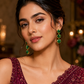 Emerald Green Marble-Effect Triple Drop Earrings for Women – Gold-Tone Long Statement Dangle