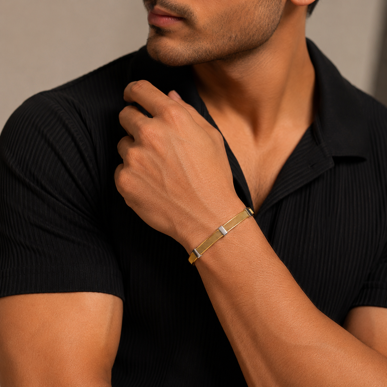 AURÉLIA AMORE LUXE 6™ Gold Mesh Men’s Bracelet – Premium Minimalist Stainless Steel Bangle for Men