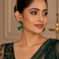 Emerald Green Marble Geometric Drop Earrings – Gold-Tone Statement Dangle Earrings for Women - Soul Jewellery