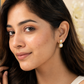 Gold-Tone Infinity Double Pearl Earrings for Women – Elegant Minimal Pearl Stud Earrings