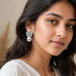Multicolour Floral Pearl Drop Earrings for Women – Pink & Turquoise Gold-Tone Flower Statement Earrings - Soul Jewellery