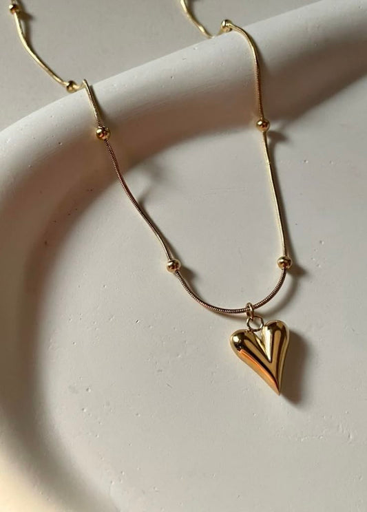 18K Gold Plated Anti-Tarnish Heart Pendant Chain – Elegant Everyday Necklace for Women