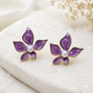 Purple Floral Pearl Stud Earrings for Women – Gold-Tone Enamel Flower Earrings - Soul Jewellery