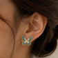 Turquoise Blue Butterfly Stud Earrings for Women – Gold-Tone Enamel Butterfly Earrings