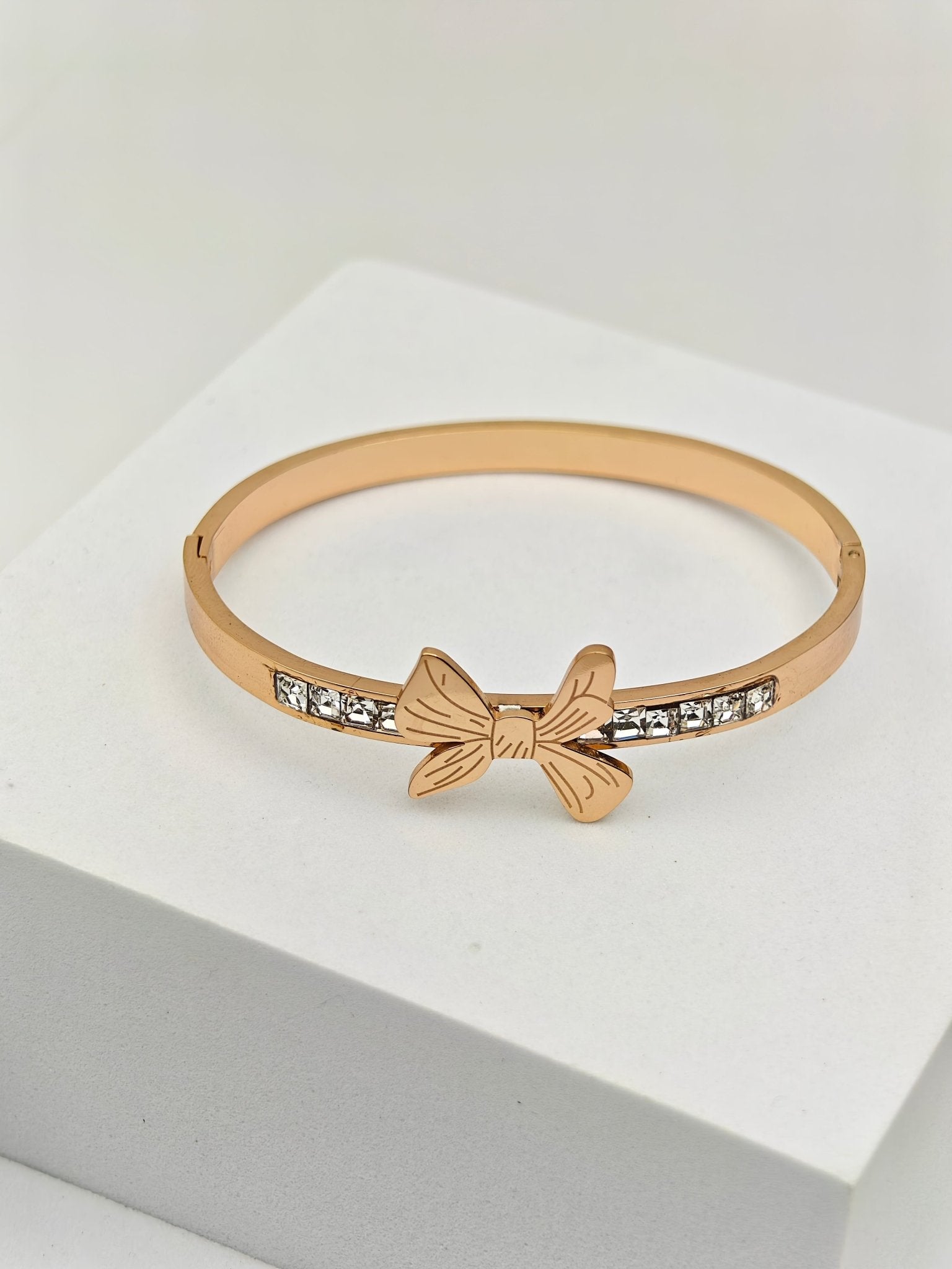Butterfly Aura 27™ Anti - Tarnish Rose Gold Bracelet – CZ Studded Stainless Steel Designer Kada for Women - The Soul Jewellery