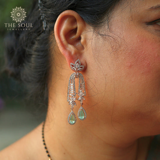 Orchid AD Studded Dangle Earring - The Soul Jewellery