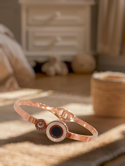 Luxury 18K Rose Gold Plated Anti - Tarnish Openable Kada – Modern Dual - Tone Circle Design RGB470 - The Soul Jewellery