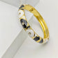 AURÉLIA AMORE LUXE 6™ Noir Pearl Harmony CZ Demi Fine Enamel Kada Bracelet for Women - The Soul Jewellery