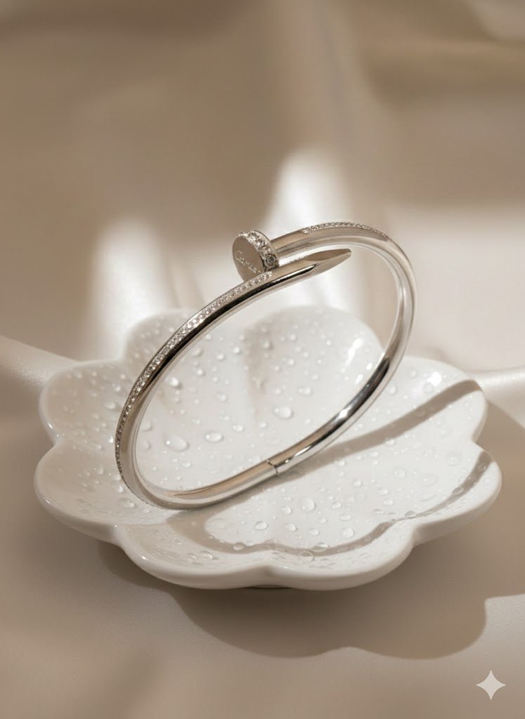 AURÉLIA AMORE LUXE 6™ Silver Nail Radiance CZ Demi-Fine Anti-Tarnish Bracelet for women - The Soul Jewellery