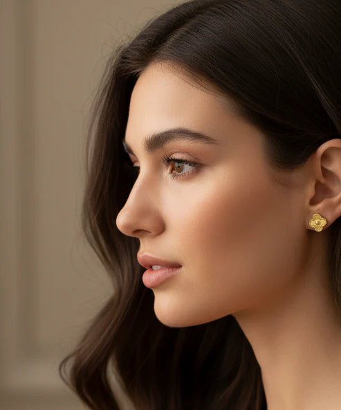 AURÉLIA LUCKY BLOOM LUXE 6™ 18K Gold Plated Demi fine Anti - Tarnish Clover Stud Earrings - The Soul Jewellery