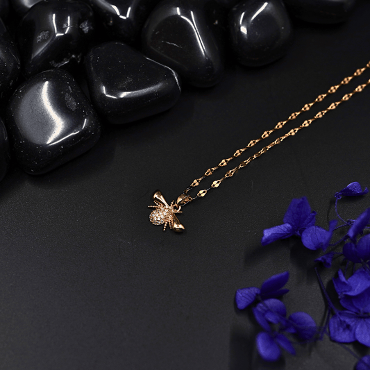 18K Rose Gold Plated Anti Tarnish Chain Pendant Necklace with CZ Studded Spider Pendant ATCP122 - The Soul Jewellery