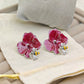 Demi - Fine Red Enamel Flower Bumblebee Earrings | Floral Statement Retro Bee Stud Jewelry - The Soul Jewellery