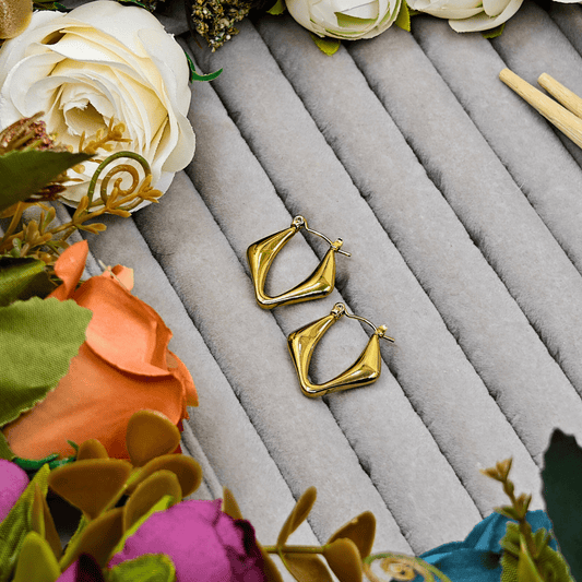 18 K Gold Plated Anti Tarnish V Hoops Earring ATER160 - The Soul Jewellery
