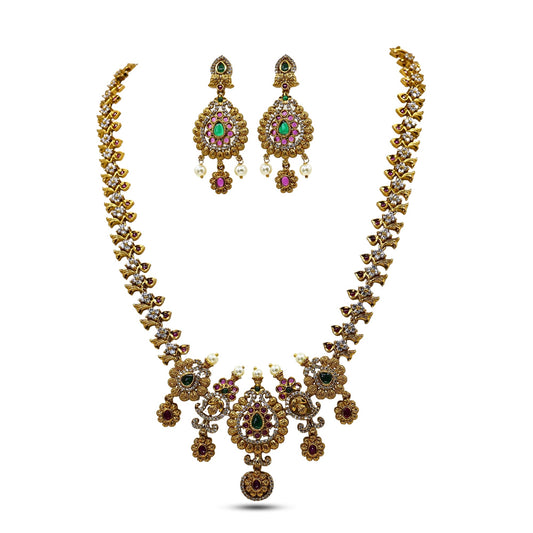 Chitrani Antique Gold - Plated Long Necklace & Earring Set - The Soul Jewellery