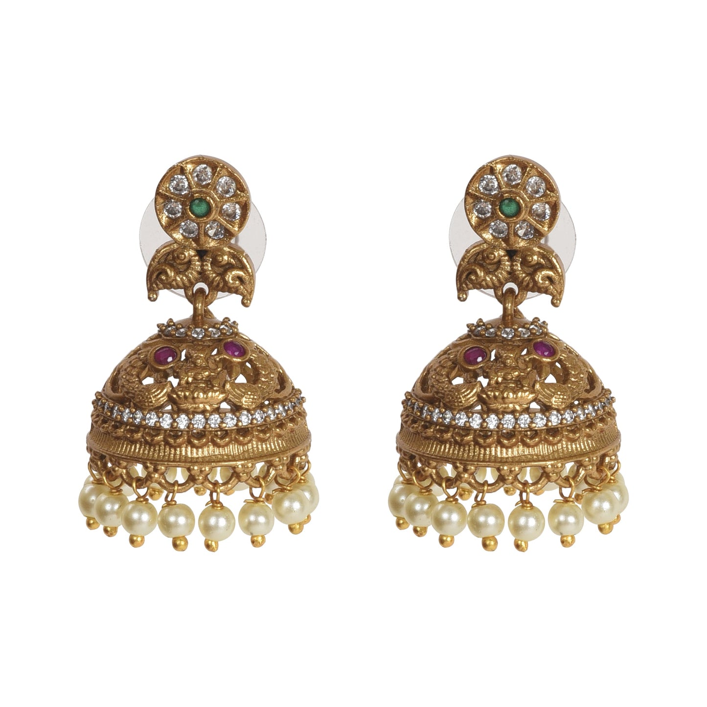 Amrita 22K Antique Matte Gold Plated Short Necklace Set with Lakshmi Devi Motif - The Soul Jewellery