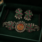Silver Finish Floral Kundan Choker Necklace with Pearl Drops & Matching Earrings - Soul Jewellery