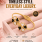 Elegant 18K Gold Plated Clover Flower design Bangle with Black and White Enamel Accents for Women - The Soul Jewellery