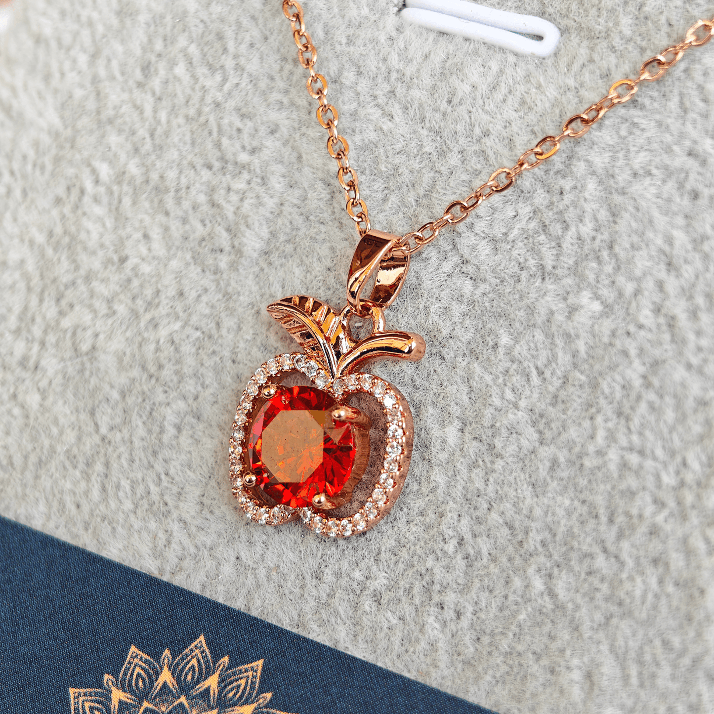 Rose Gold Plated Anti Tarnish Red Apple Anti Tarnish Pendant Necklace RGCP138 - The Soul Jewellery