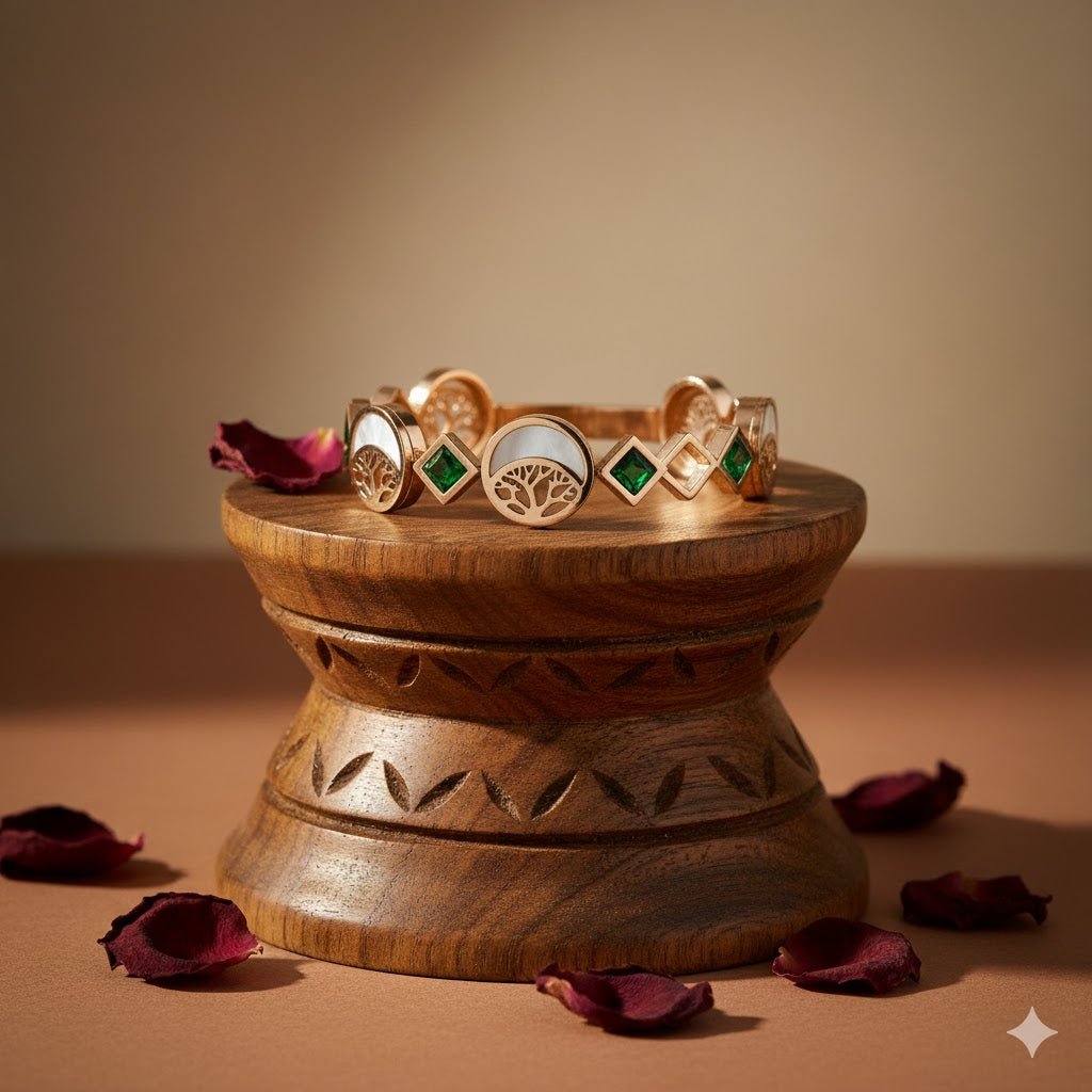 18K Rose Gold Good Luck Tree Anti - Tarnish Bangle – Numerology 11:11 Prosperity Bracelet RGB139 - The Soul Jewellery