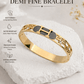 RoseGold Plated Hermès - Inspired Initial Bracelet for Women – Black Enamel & CZ Accents, Anti - Tarnish - The Soul Jewellery