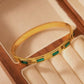 18K Gold Plated Anti - Tarnish Emerald Green Stone Bangle – Elegant Openable Daily Wear Bracelet - The Soul Jewellery