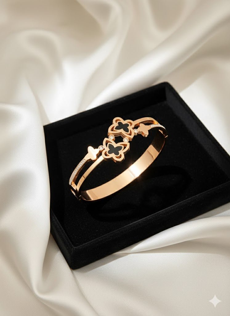 AURÉLIA AMORE LUXE Demi - Fine CZ Enamel Anti - Tarnish Kada Bracelet for Women - The Soul Jewellery