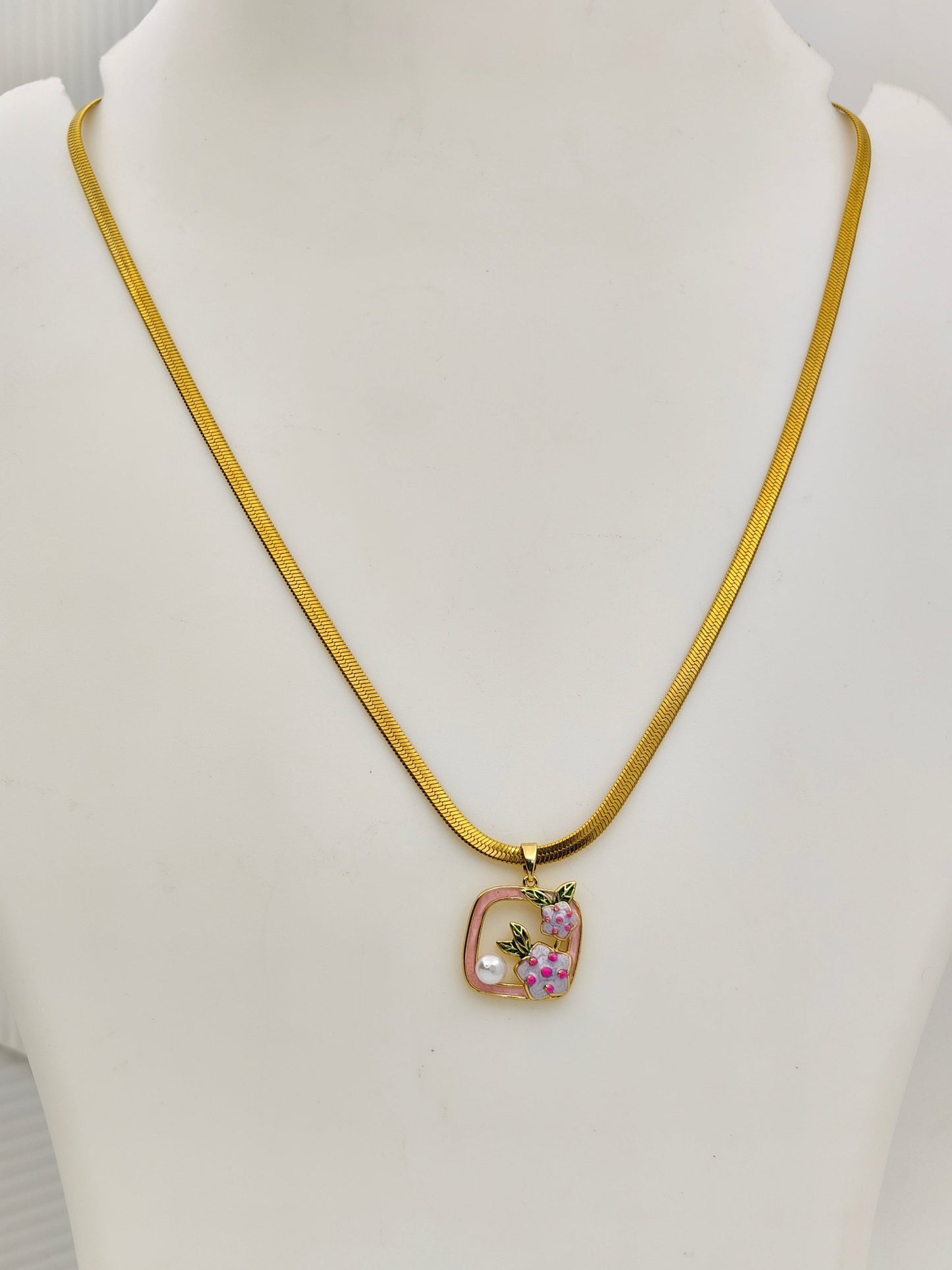 Luxury Anti - Tarnish Pink Floral Pearl Pendant Chain for Women | 18K Gold Plated Daily Wear Necklace | Good Luck Jewellery Gift – Series 777 - The Soul Jewellery