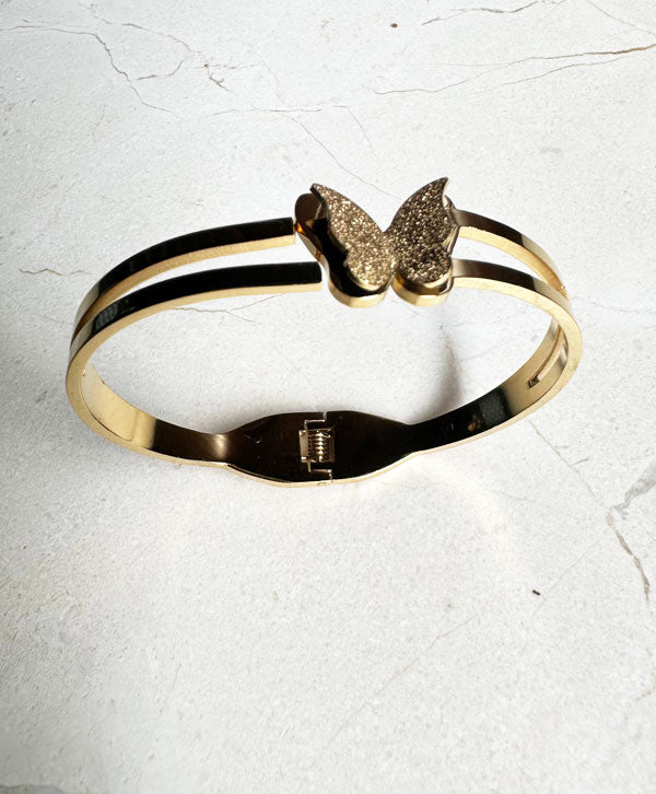 Luxury 18K Rose Gold Plated Anti - Tarnish Butterfly Bangle – Elegant & Durable Design RGB469 - The Soul Jewellery