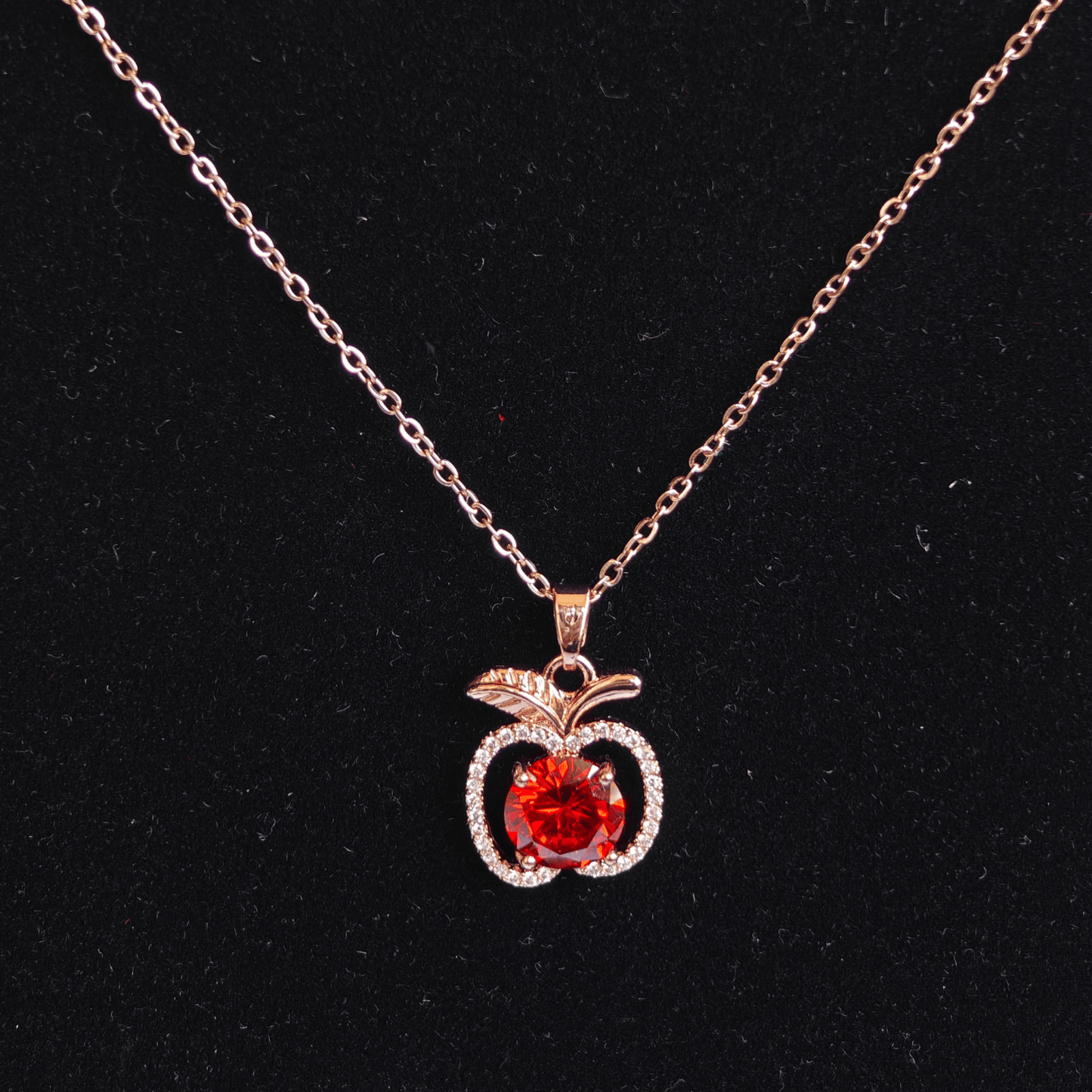 Rose Gold Plated Anti Tarnish Red Apple Anti Tarnish Pendant Necklace RGCP138 - The Soul Jewellery