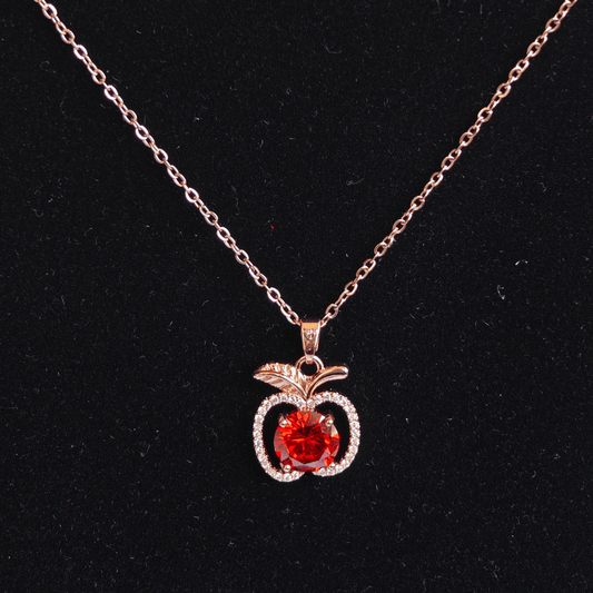 Rose Gold Plated Anti Tarnish Red Apple Anti Tarnish Pendant Necklace RGCP138 - The Soul Jewellery