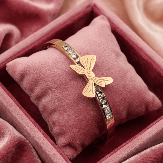 Butterfly Aura 27™ Anti - Tarnish Rose Gold Bracelet – CZ Studded Stainless Steel Designer Kada for Women - The Soul Jewellery