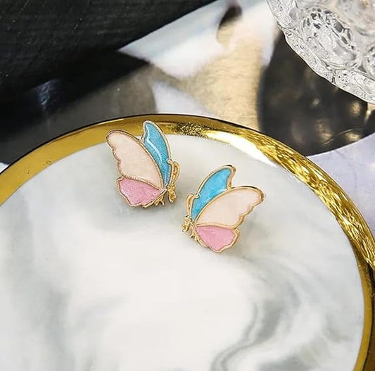 Venus Butterfly Aura 6™ Gold Pastel Enamel Stud Earrings for Women – Demi - Fine Anti - Tarnish Stainless Steel Cute Butterfly Earrings - The Soul Jewellery