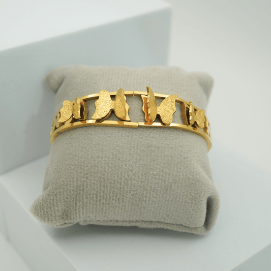 Luxury 18K Gold Plated Anti - Tarnish Butterfly Charm Bangle – Elegant Openable Design RGB303 - The Soul Jewellery