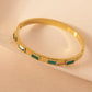 18K Gold Plated Anti - Tarnish Emerald Green Stone Bangle – Elegant Openable Daily Wear Bracelet - The Soul Jewellery