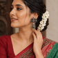 Vintage Oxidized Silver Owl Drop Earrings for Women | Green & Ruby Stone Statement Earrings - The Soul Jewellery