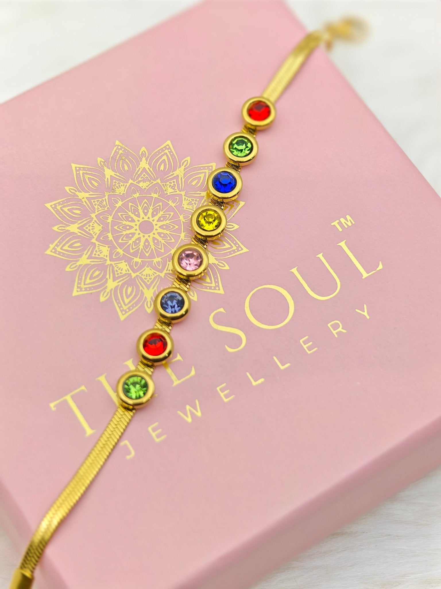 Seven Chakra Crystal Bracelet for Women | Anti - Tarnish Energy Chain for Luck, Love & Prosperity - The Soul Jewellery