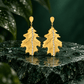 Gold-Tone Stainless Steel Crystal Leaf Drop Earrings for Women | Elegant Statement Dangle Earrings - Soul Jewellery