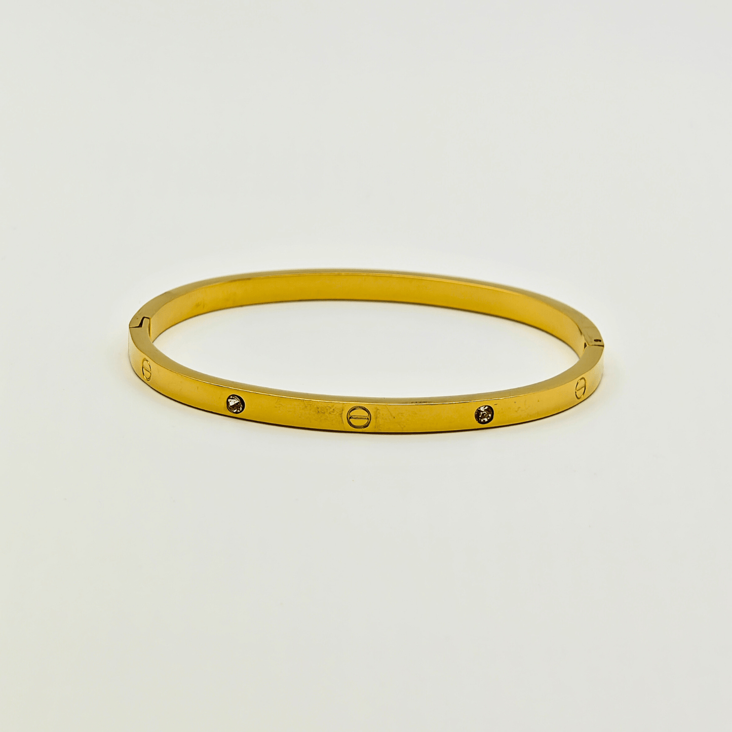 Dual Charm: Duo of 18K Yellow Gold Plated Bangles with Elegant Crystal Details RGB211 - The Soul Jewellery