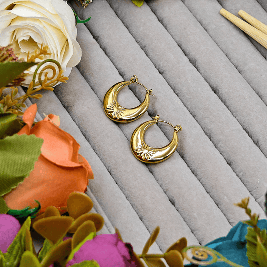 18 K Gold Plated Anti Tarnish Round Chanky Round Shaped Hoops Earring ATER153 - The Soul Jewellery