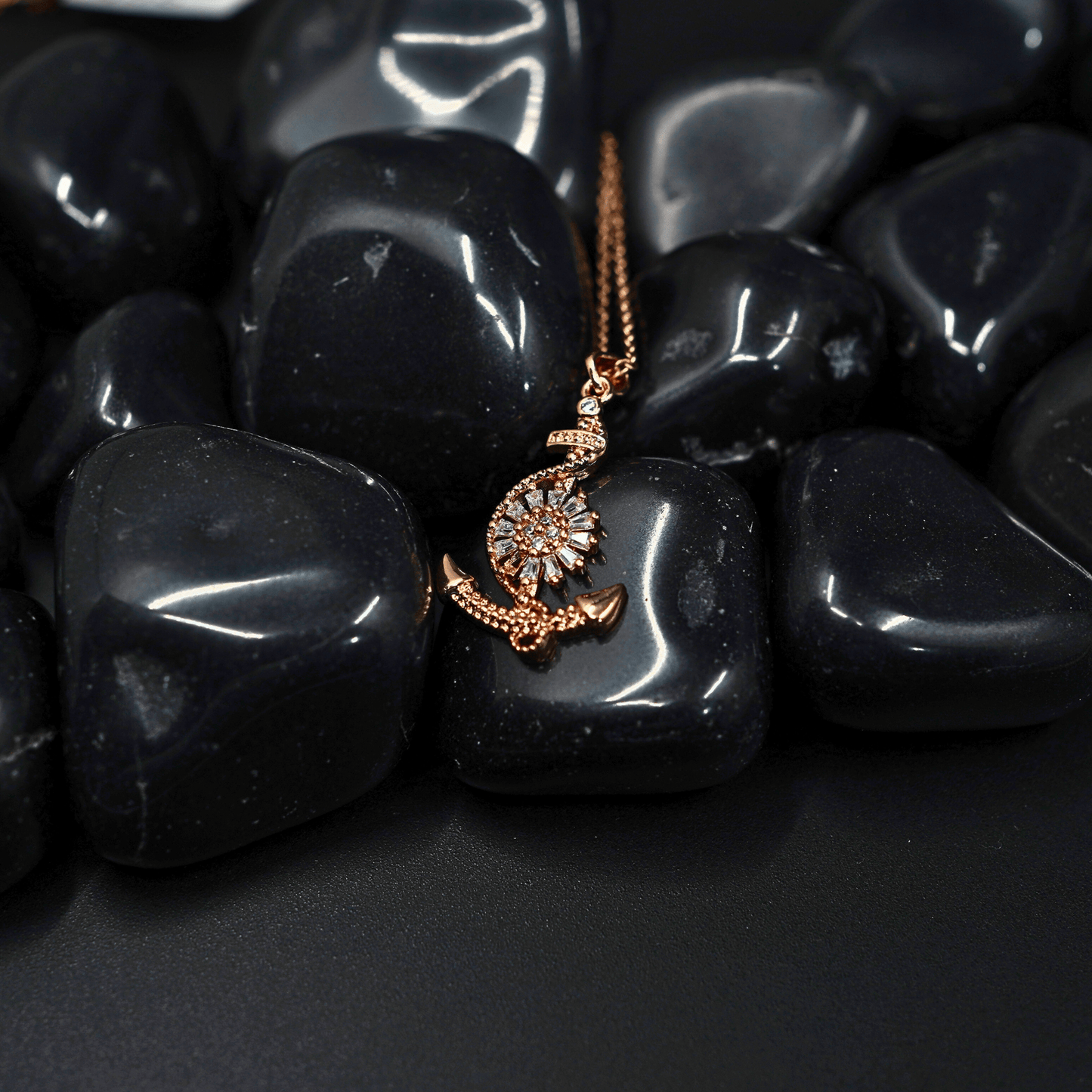 Gilded Blossoms: 18K Gold - Plated CZ Studded Flower Anti tarnish Chain Pendant Necklace ATCP103 - The Soul Jewellery