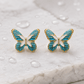 Turquoise Blue Butterfly Stud Earrings for Women – Gold-Tone Enamel Butterfly Earrings - Soul Jewellery
