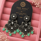 Luxury Oxidised Silver Peacock Chandbali Earrings with Mint Green Beads | Traditional Indian Statement Earrings for Women - The Soul Jewellery