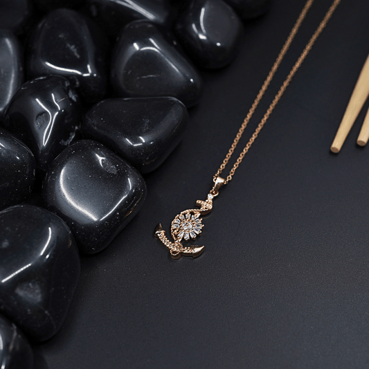 Gilded Blossoms: 18K Gold - Plated CZ Studded Flower Anti tarnish Chain Pendant Necklace ATCP103 - The Soul Jewellery