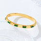 18K Gold Plated Anti - Tarnish Emerald Green Stone Bangle – Elegant Openable Daily Wear Bracelet - The Soul Jewellery