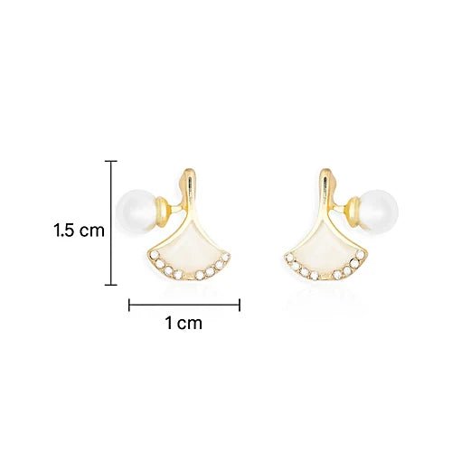 Venus Pearl Bloom 6™ Gold Fan Stud Earrings for Women – Demi - Fine Anti - Tarnish Stainless Steel Mother of Pearl Crystal Designer Earrings - The Soul Jewellery