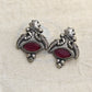 Antique Silver Replica Earrings with Red Stone | Festive Ethnic Jewellery for Women – Limited Time Offer - The Soul Jewellery
