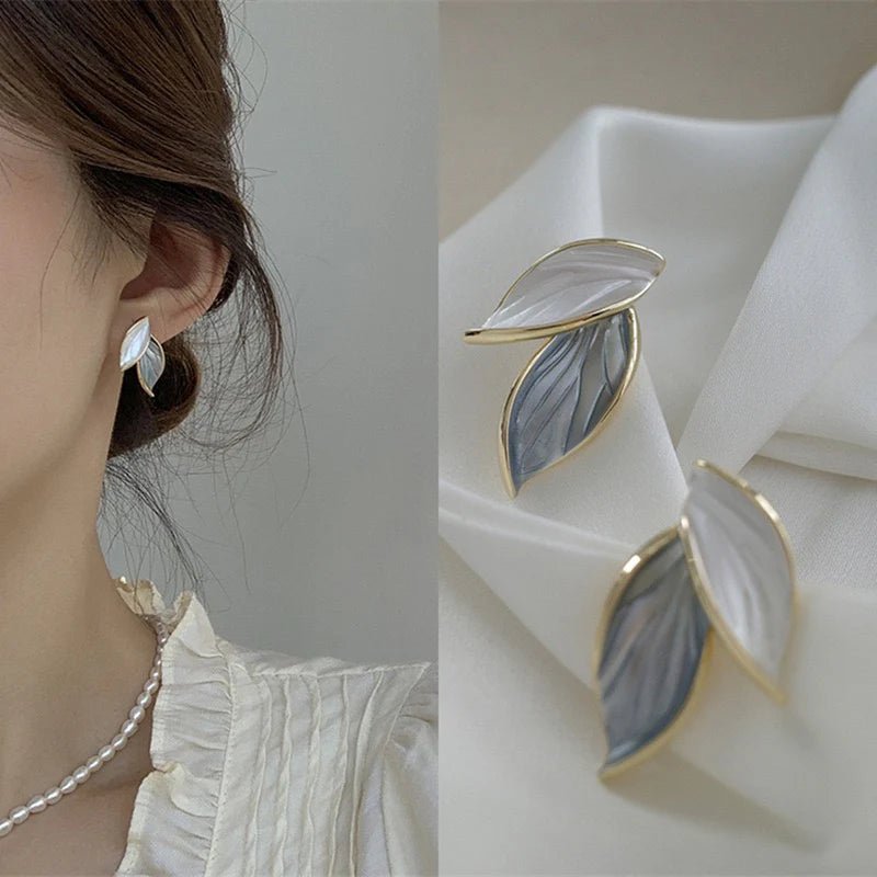 Venus Petal Aura 6™ Gold Leaf Enamel Stud Earrings for Women – Demi-Fine AntiTarnish Luxury Earrings - The Soul Jewellery