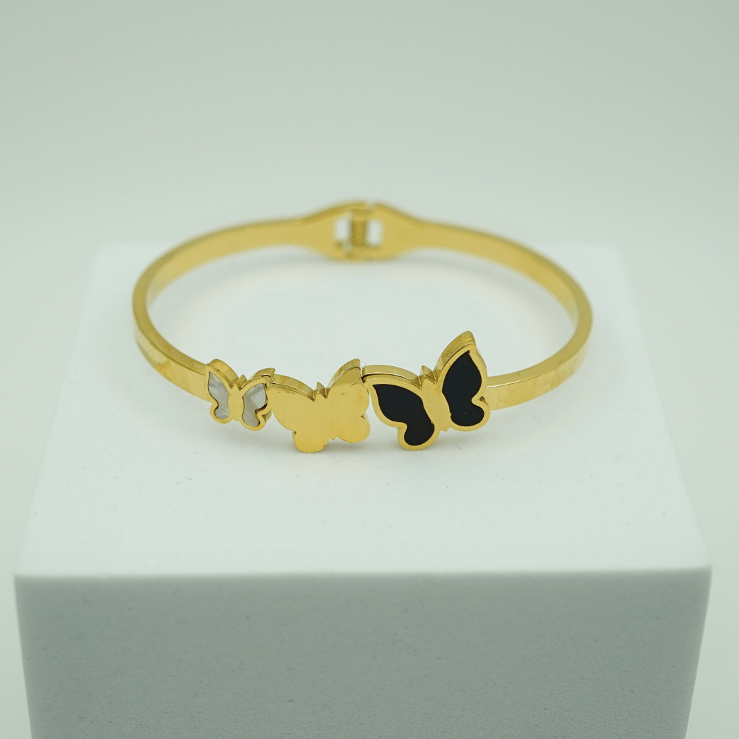 Luxury 18K Gold Plated Anti - Tarnish Bangle with Elegant Butterfly Design RGB366 - The Soul Jewellery