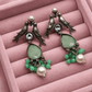 Mint Green Bird Pearl Oxidised Earrings for Women – Vintage Boho Earrings with Crystal & Pearl Drops - The Soul Jewellery
